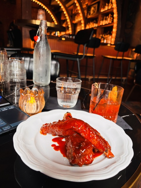 Sticky pork ribs at Junebug, Nola